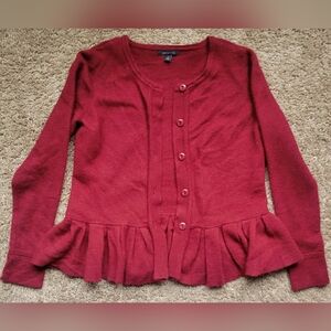 Burgundy Ruffle Cardigan